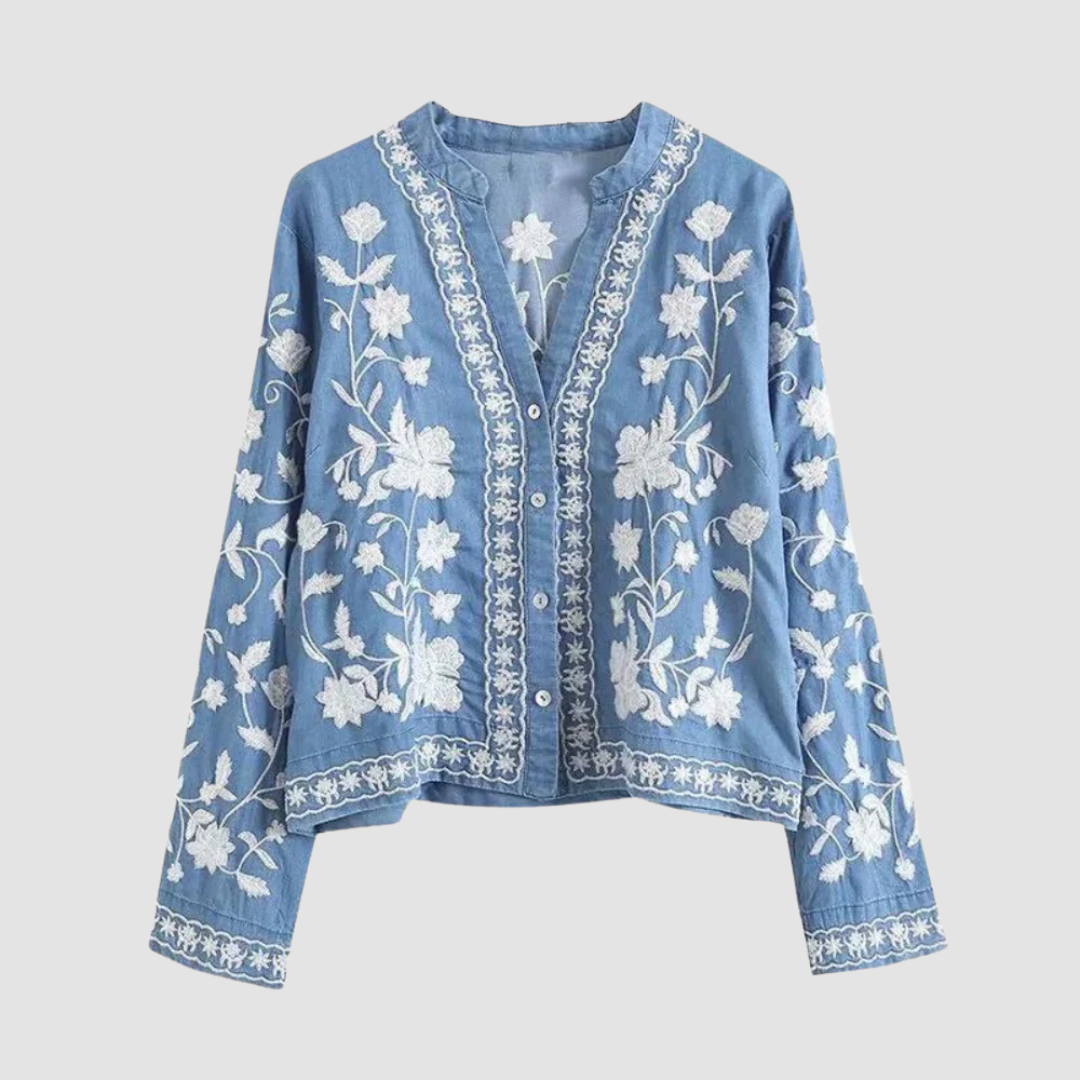 Ines Paris | Gilet femme en maille à broderie florale