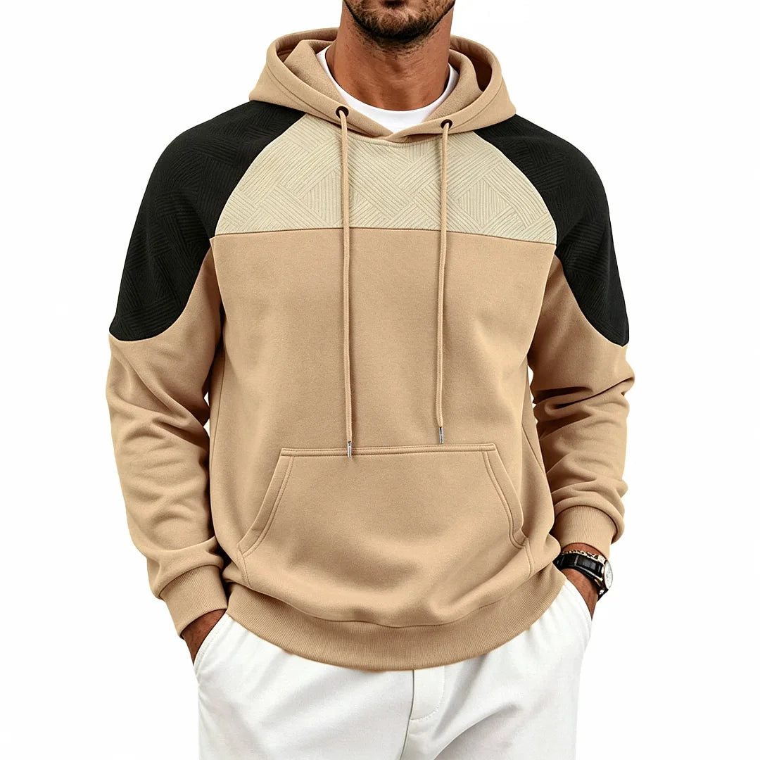 Pull homme patchwork, coupe ample à manches longues