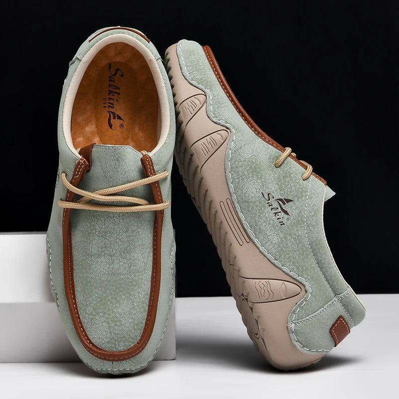 Mocassins homme à lacets, semelle souple en caoutchouc