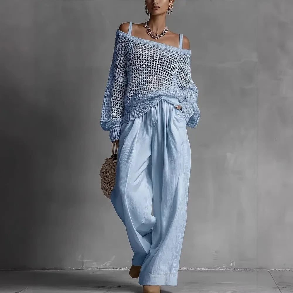 Ines Paris | Ensemble deux pièces femme haut épaules dénudées pantalon large