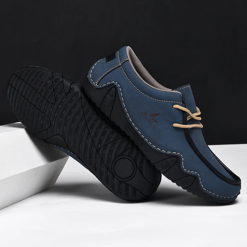 Mocassins homme à lacets, semelle souple en caoutchouc