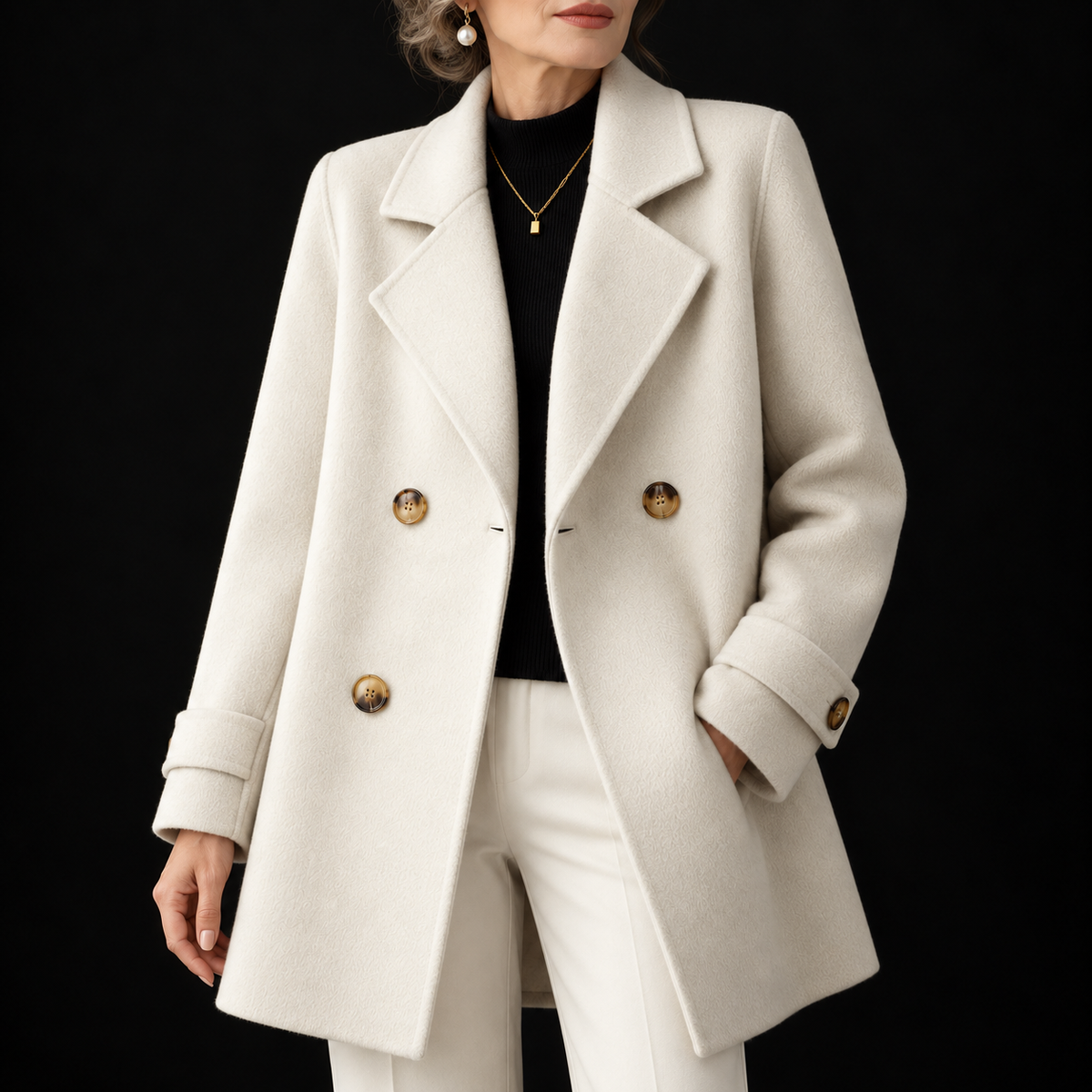Ines Paris | Manteau femme effet cachemire à boutons