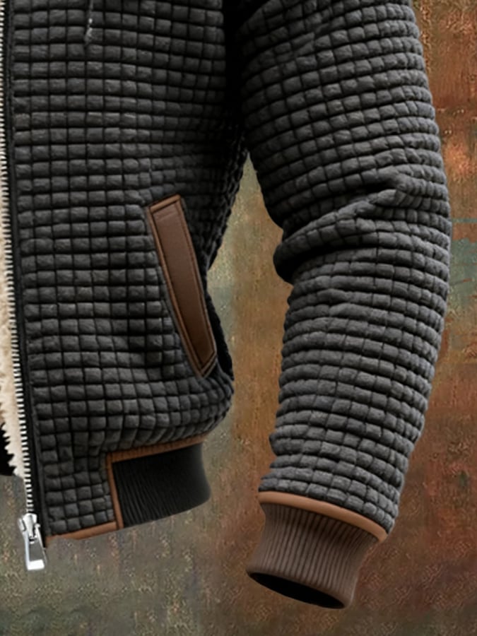 Alban | Veste Thermique Homme Maille Gaufrée à Capuche Doublée Sherpa - vue 9