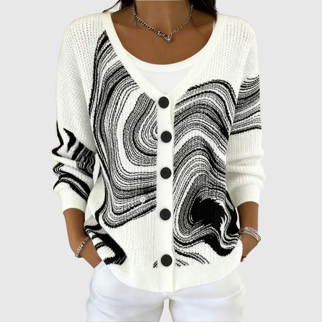 Ines Paris | Cardigan Rayé Femme en Maille Boutonné Grande Taille