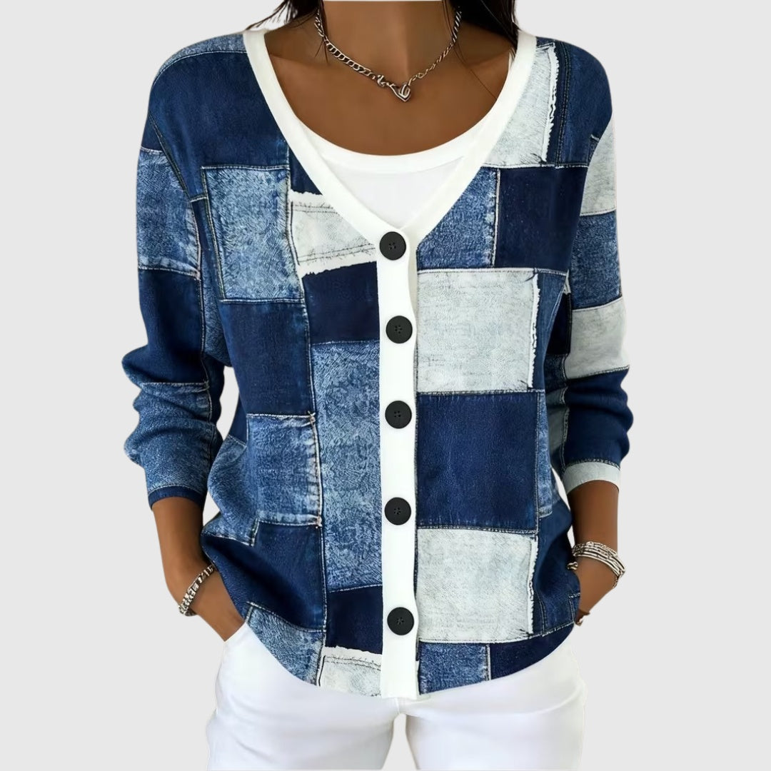 Ines Paris | Cardigan Rayé Femme en Maille Boutonné Grande Taille