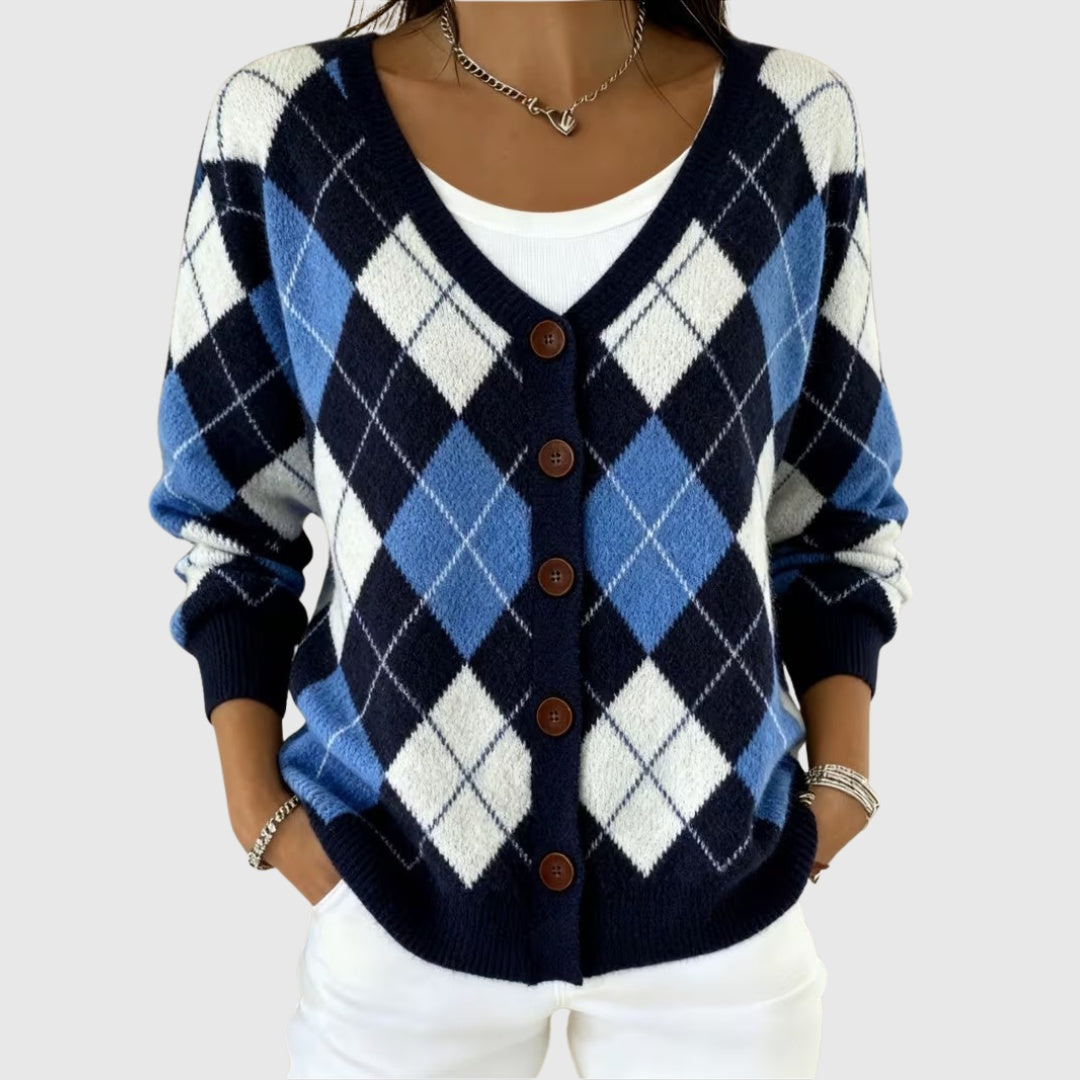 Ines Paris | Cardigan Rayé Femme en Maille Boutonné Grande Taille