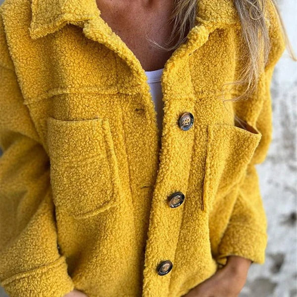 Ines Paris | Veste Sherpa Femme Courte Boutonnée Col Tailleur