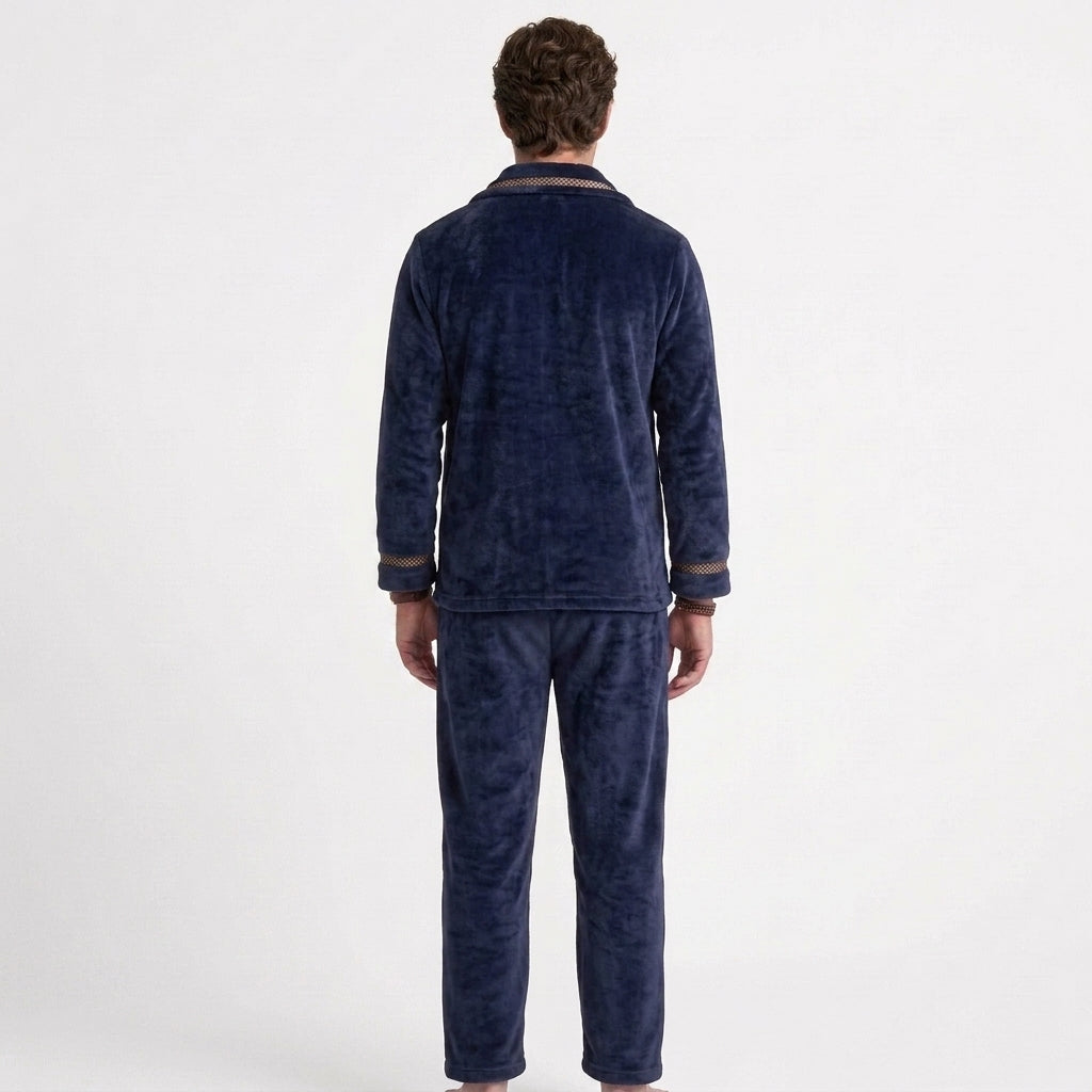 Alphonse | Pyjama Homme en Polaire Douce avec Veste Boutonnée et Pantalon - vue 2
