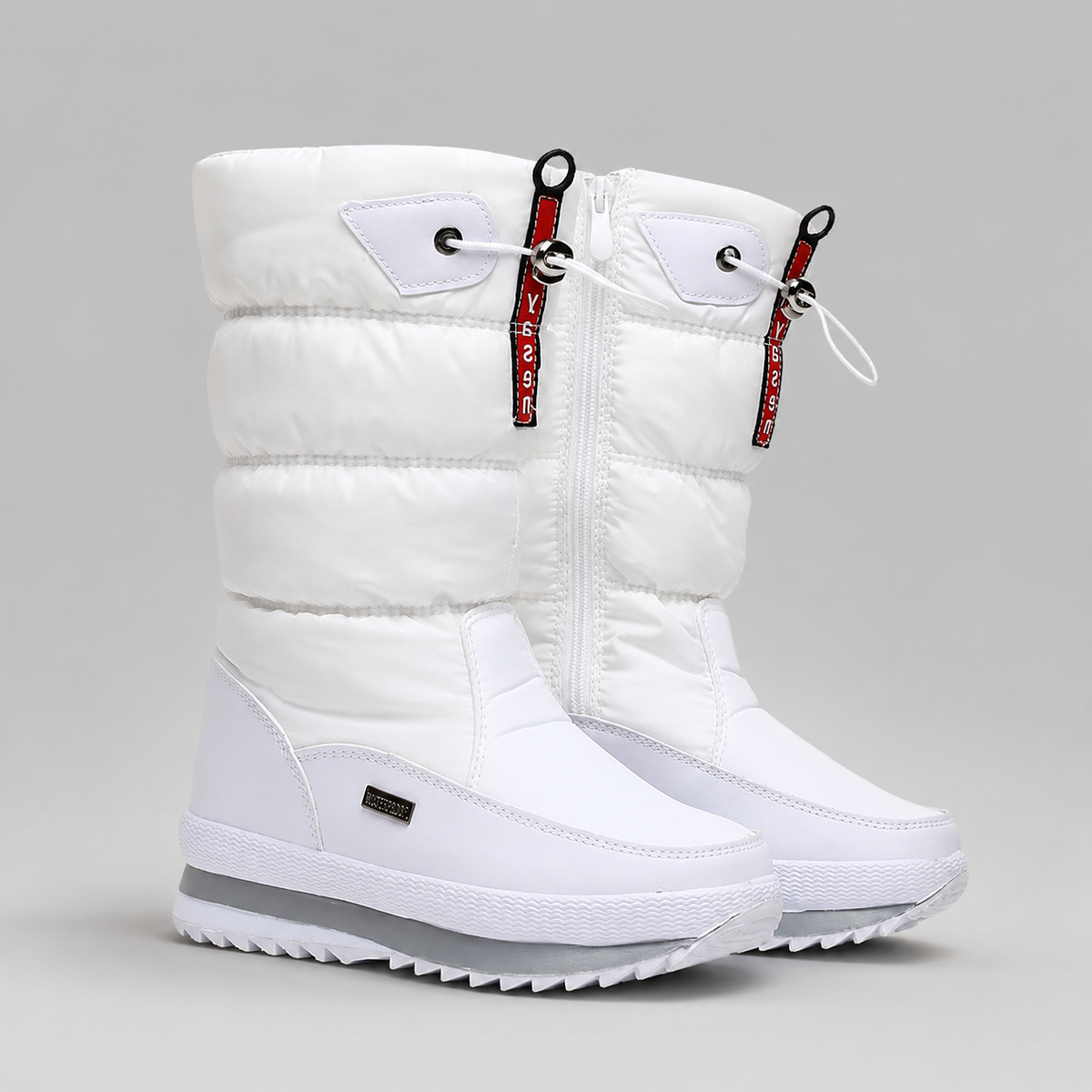 Amélie | Bottes de Neige Femme Matelassées à Zip et Cordon, Blanches - vue 2