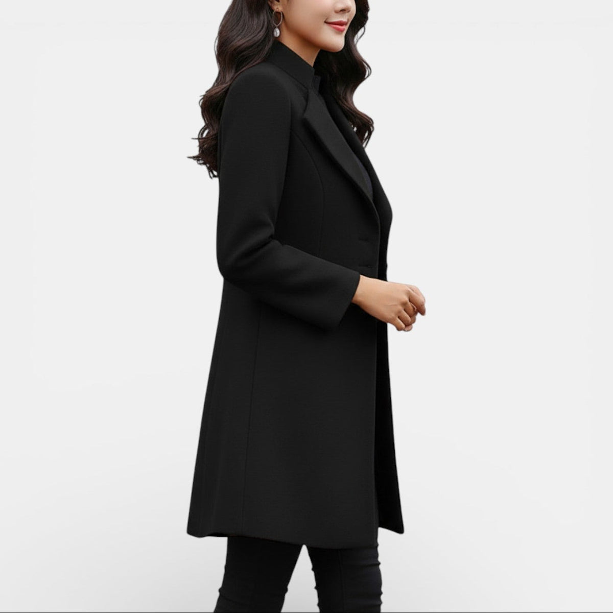 Anouk | Manteau Long Cintré Femme à Grand Col Revers - vue 2