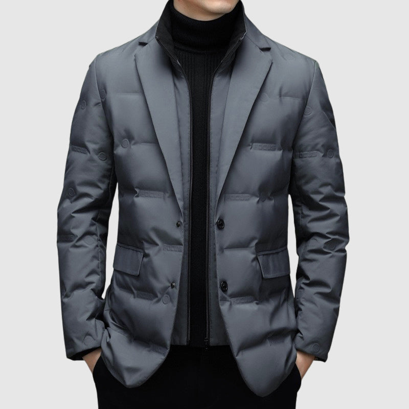 Armand | Doudoune Homme Style Blazer Matelassée à Col Tailleur - Gris