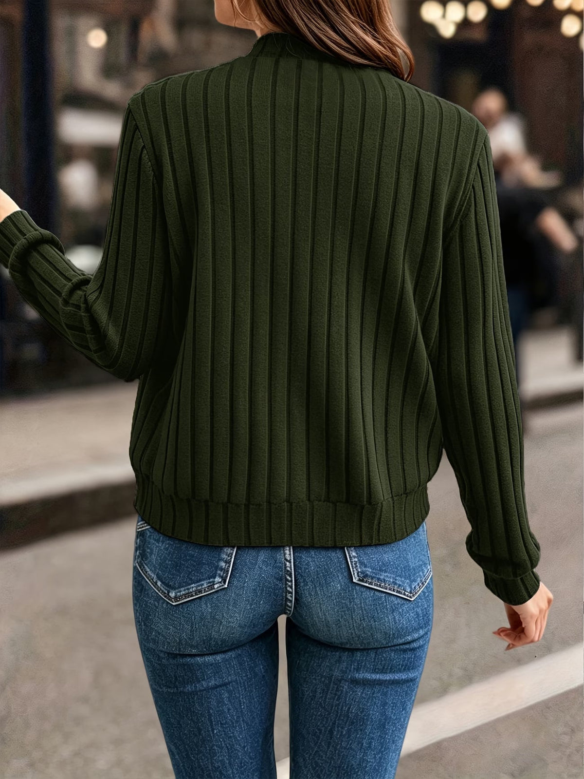 Gilet femme côtelé zippé, maille à manches longues