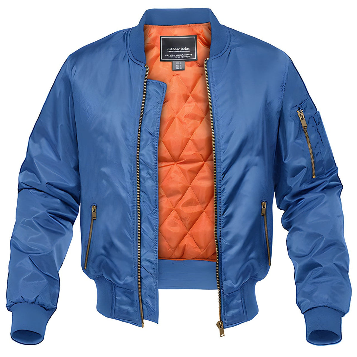 Basile | Blouson Aviateur Homme Doublé Matelassé à Zip - Bleu roi