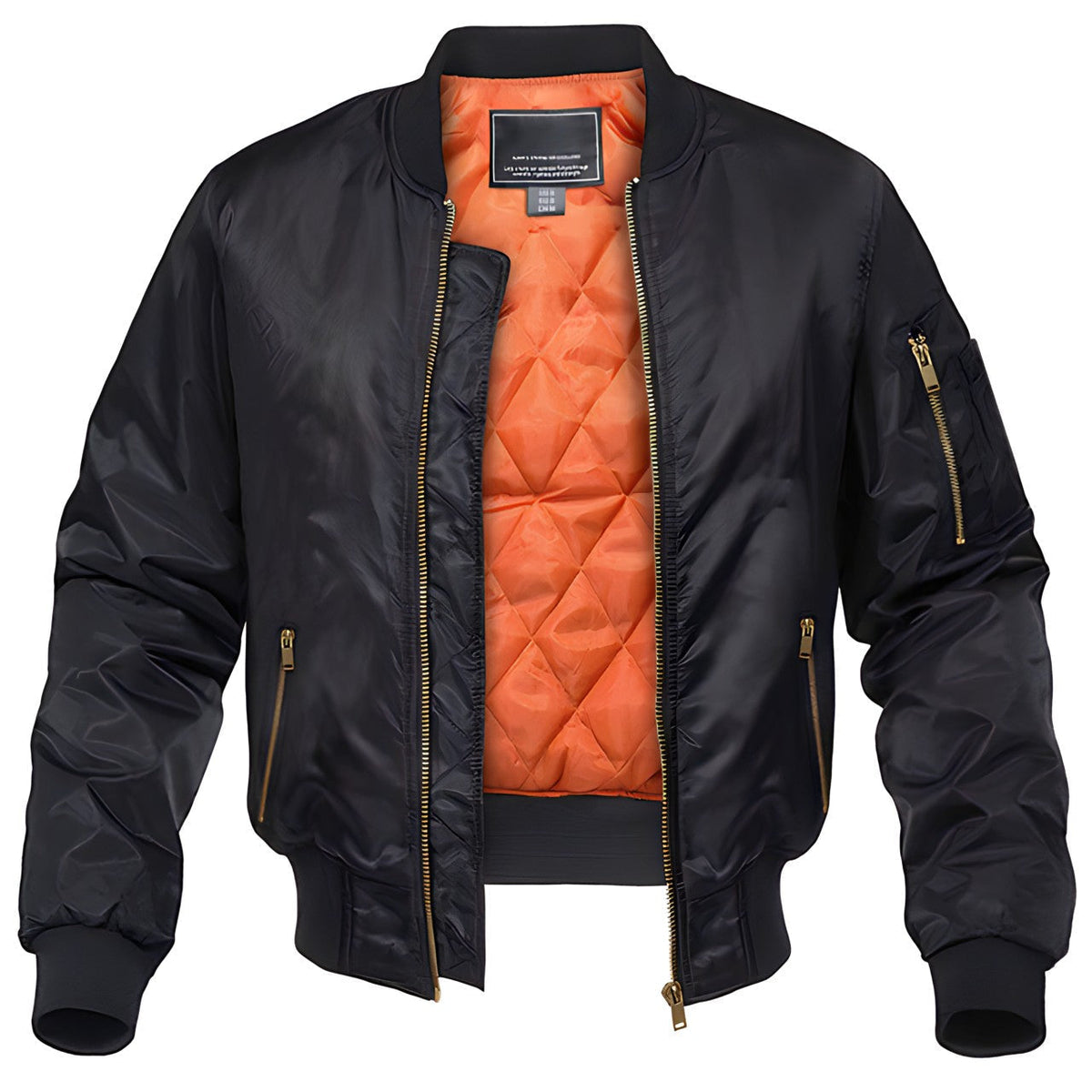 Basile | Blouson Aviateur Homme Doublé Matelassé à Zip - Noir