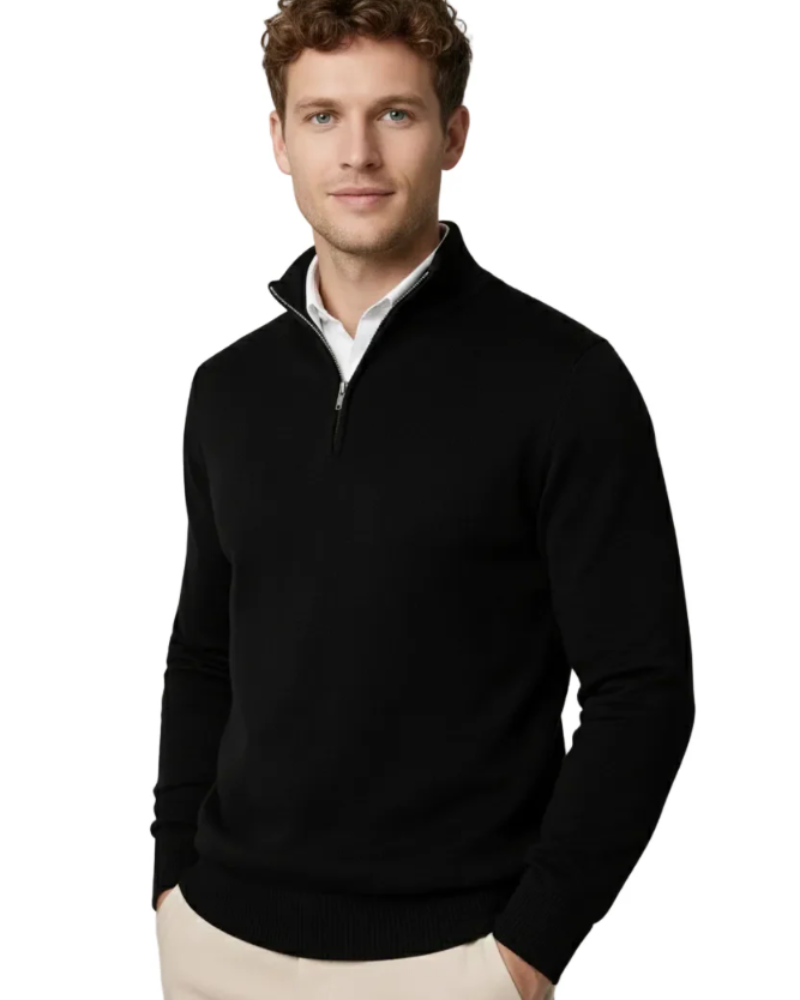 Bastien | Pull Camionneur Homme Col Montant Demi-Zip en Maille Confort - vue 9