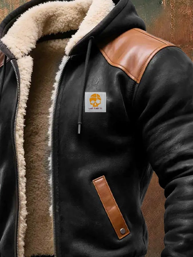Bertrand | Blouson Vintage Homme Aspect Daim à Capuche Doublé Sherpa - vue 5