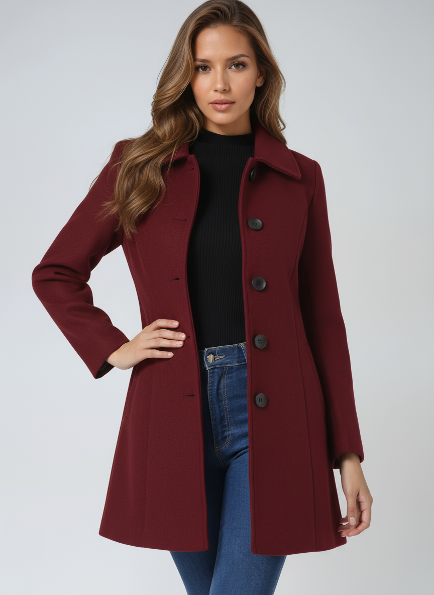 Blanche | Manteau Mi-Long Femme Doublé à Col Classique et Coupe Ajustée - vue 6
