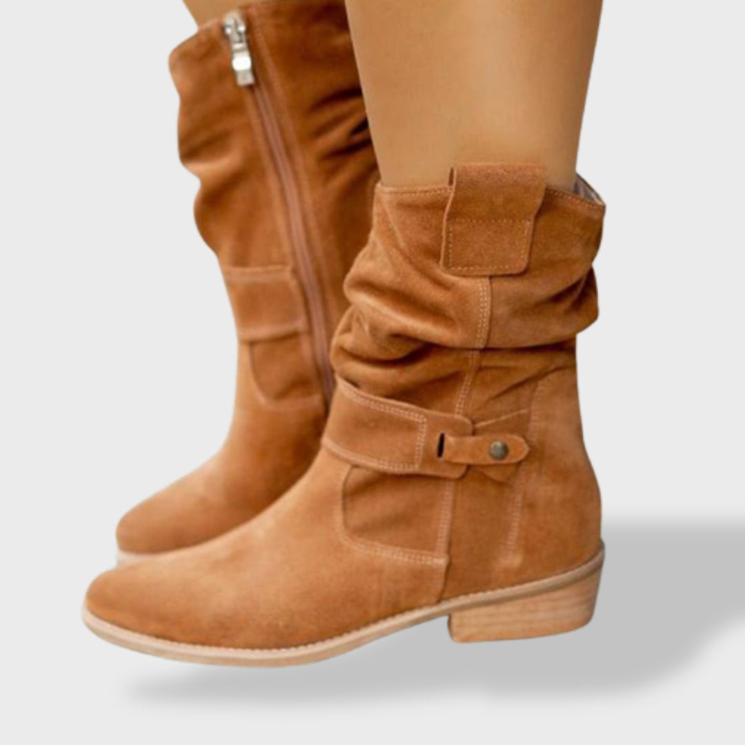 Ines Paris | Bottines mi-mollet femme à sangles et zip