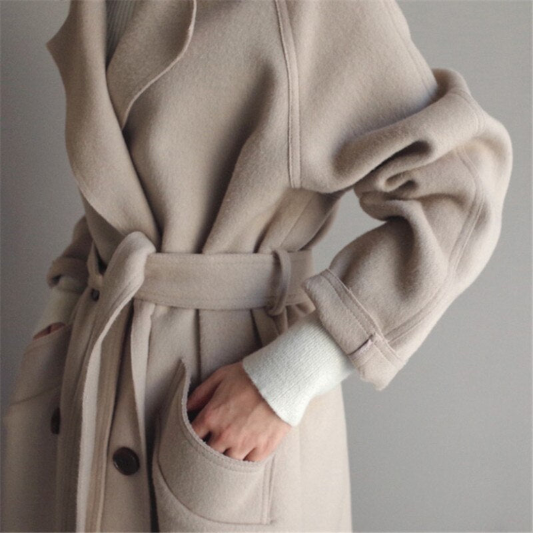 Capucine | Manteau Long Femme Toucher Laine Croisé à Ceinture et Doublure Douce - vue 4