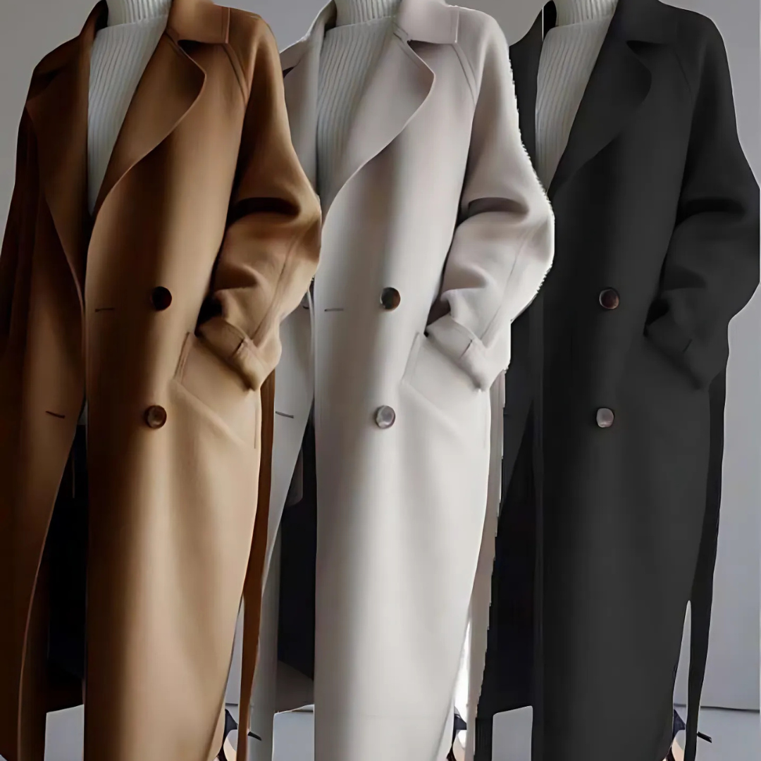 Capucine | Manteau Long Femme Toucher Laine Croisé à Ceinture et Doublure Douce - vue 5