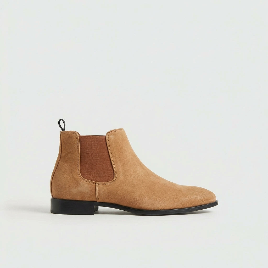 Célestin | Bottines Chelsea Homme Aspect Daim à Élastiques et Petit Talon - Marron
