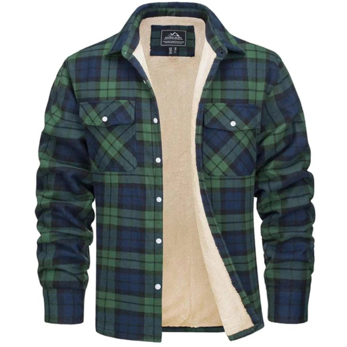 Charles | Surchemise Homme à Carreaux Doublée Sherpa - Vert et marine
