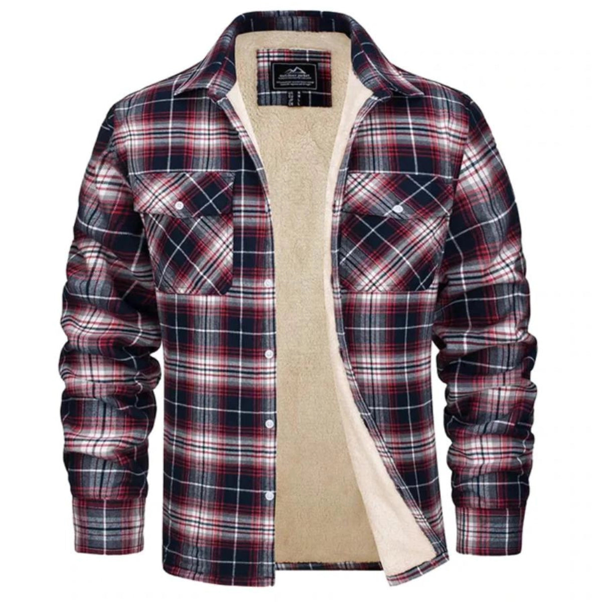 Charles | Surchemise Homme à Carreaux Doublée Sherpa - Marine et rouge