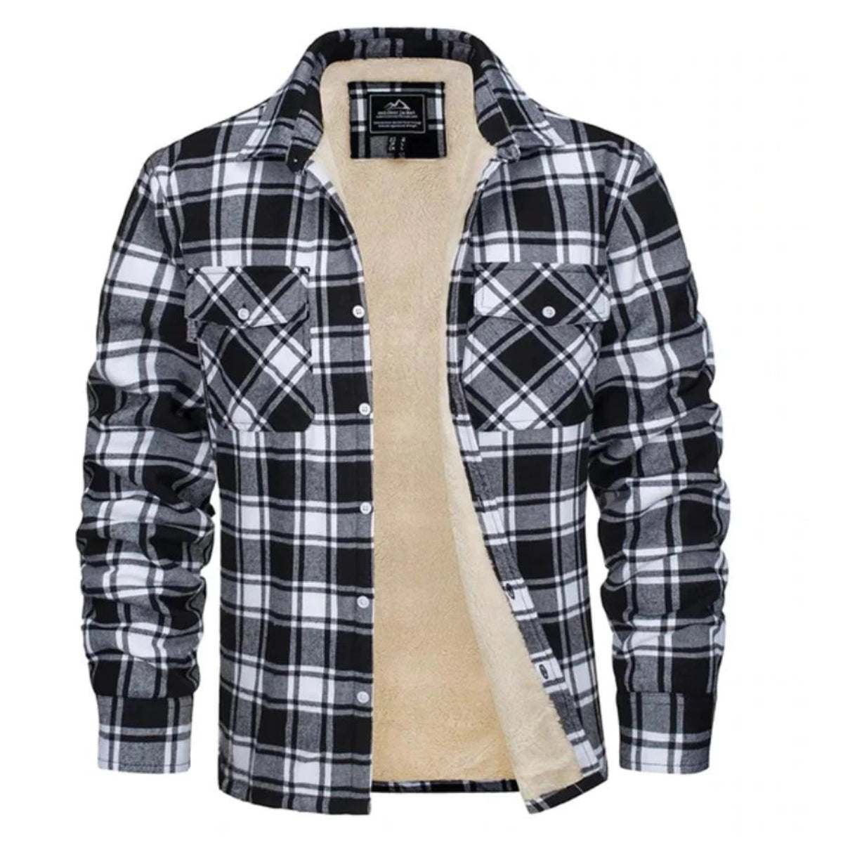 Charles | Surchemise Homme à Carreaux Doublée Sherpa - Noir et blanc