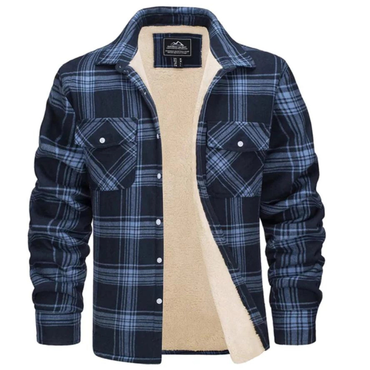 Charles | Surchemise Homme à Carreaux Doublée Sherpa - Bleu marine