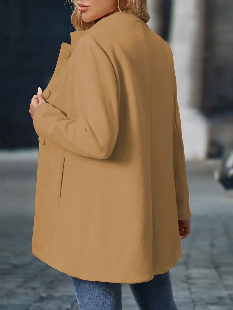 Clotilde | Veste Longue Femme à Col Montant et Gros Boutons - vue 4
