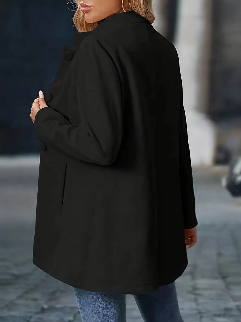 Clotilde | Veste Longue Femme à Col Montant et Gros Boutons - vue 7
