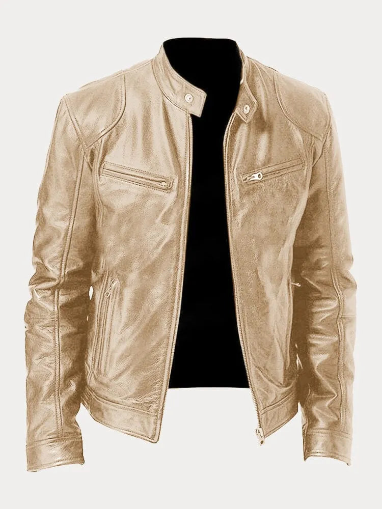 Côme | Blouson Motard Homme Effet Cuir à Col Montant Doublé - Doré