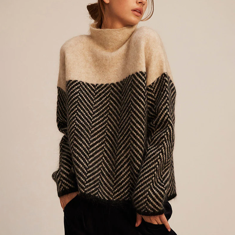 Ines Paris | Pull femme motif graphique contrasté coupe ample