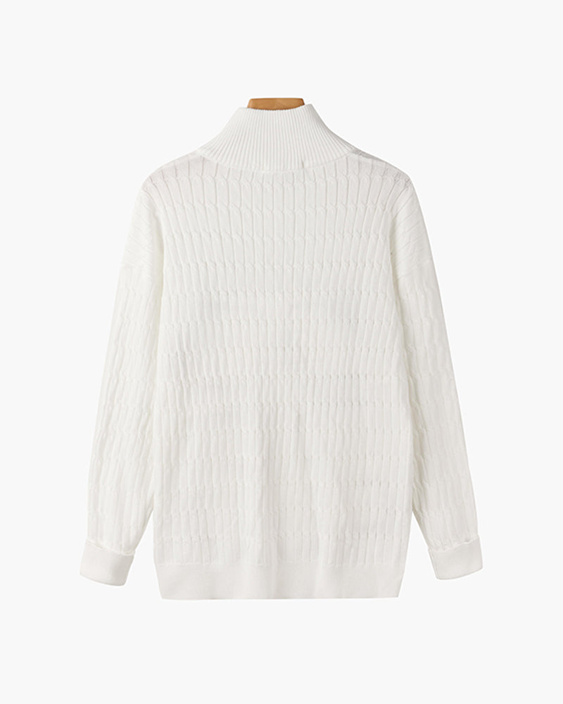 Damien | Pull Homme Demi-Zip en Maille Torsadée à Col Montant - vue 5