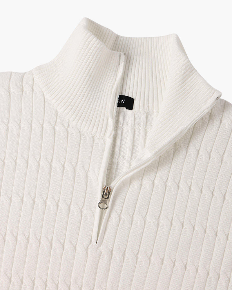 Damien | Pull Homme Demi-Zip en Maille Torsadée à Col Montant - vue 6