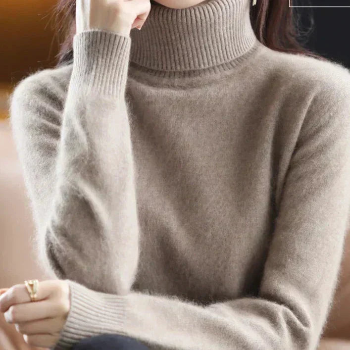 Delphine | Pull Col Roulé Femme Toucher Cachemire Coupe Ajustée - Camel