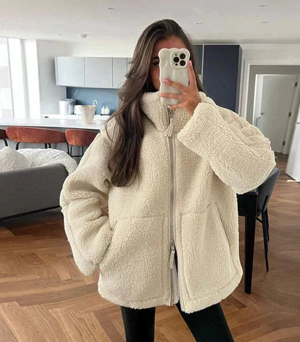 Ines Paris | Veste teddy oversize femme col montant