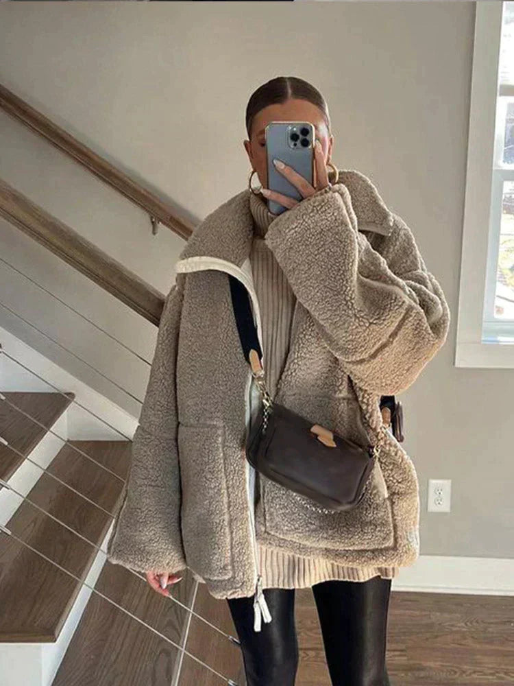 Ines Paris | Veste teddy oversize femme col montant