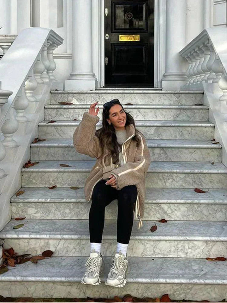 Ines Paris | Veste teddy oversize femme col montant