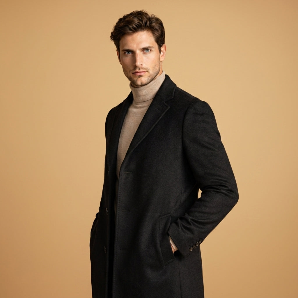 Édouard | Manteau Long Homme Toucher Laine, Coupe Tailleur Boutonnée - vue 8