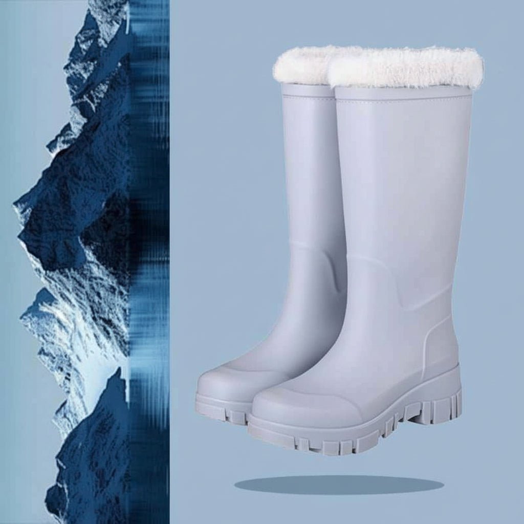 Emma | Bottes de Pluie Fourrées Femme, Tige Mi-Haute ou Haute - Bleu glacier (haute)