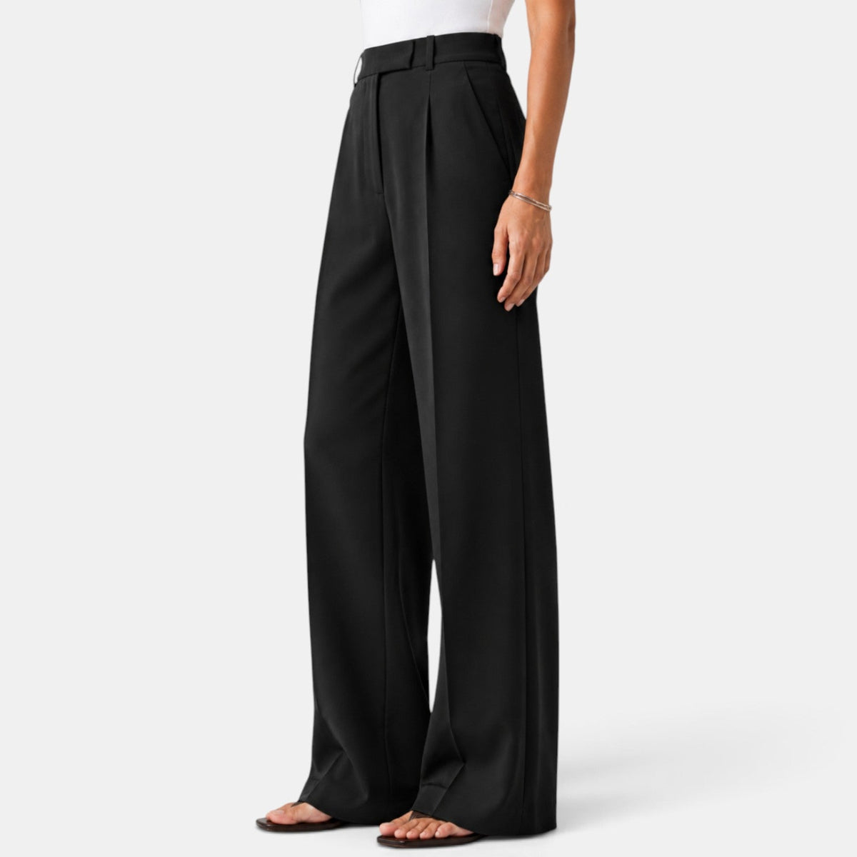 Estelle | Pantalon Habillé Femme Taille Haute à Jambe Large et Pinces - vue 5