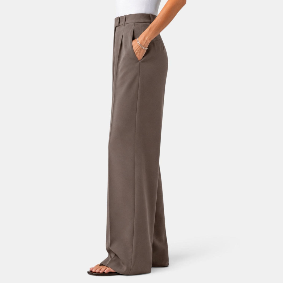 Estelle | Pantalon Habillé Femme Taille Haute à Jambe Large et Pinces - vue 8