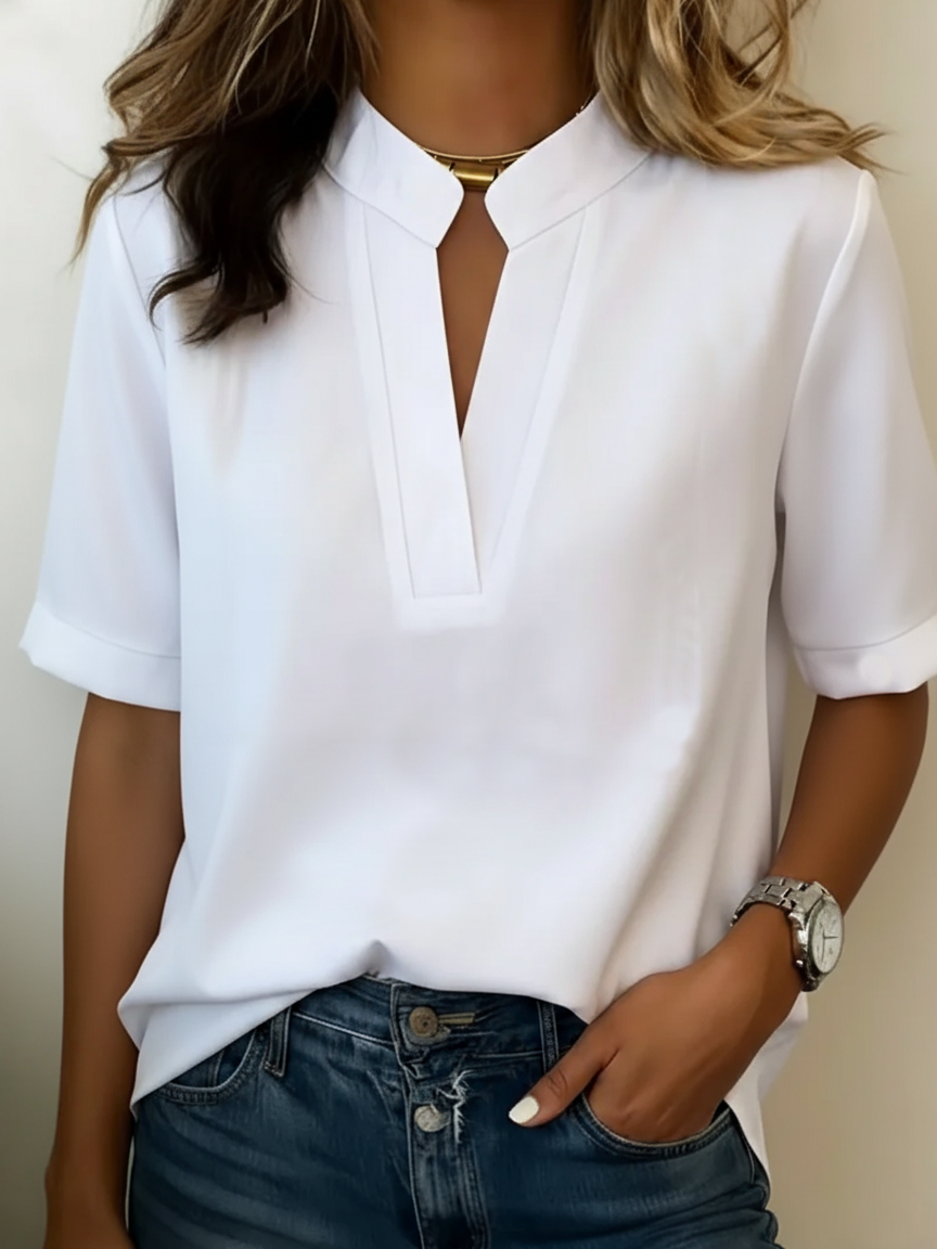 Ines Paris | Blouse femme effet crêpe à col structuré