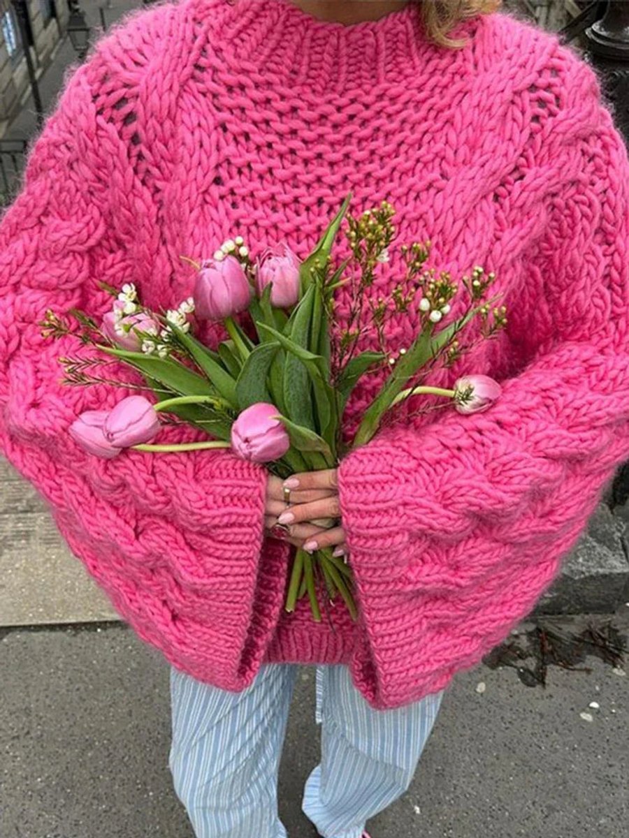 Fanny | Gilet Oversize Femme en Maille Torsadée à Épaules Tombantes - vue 5