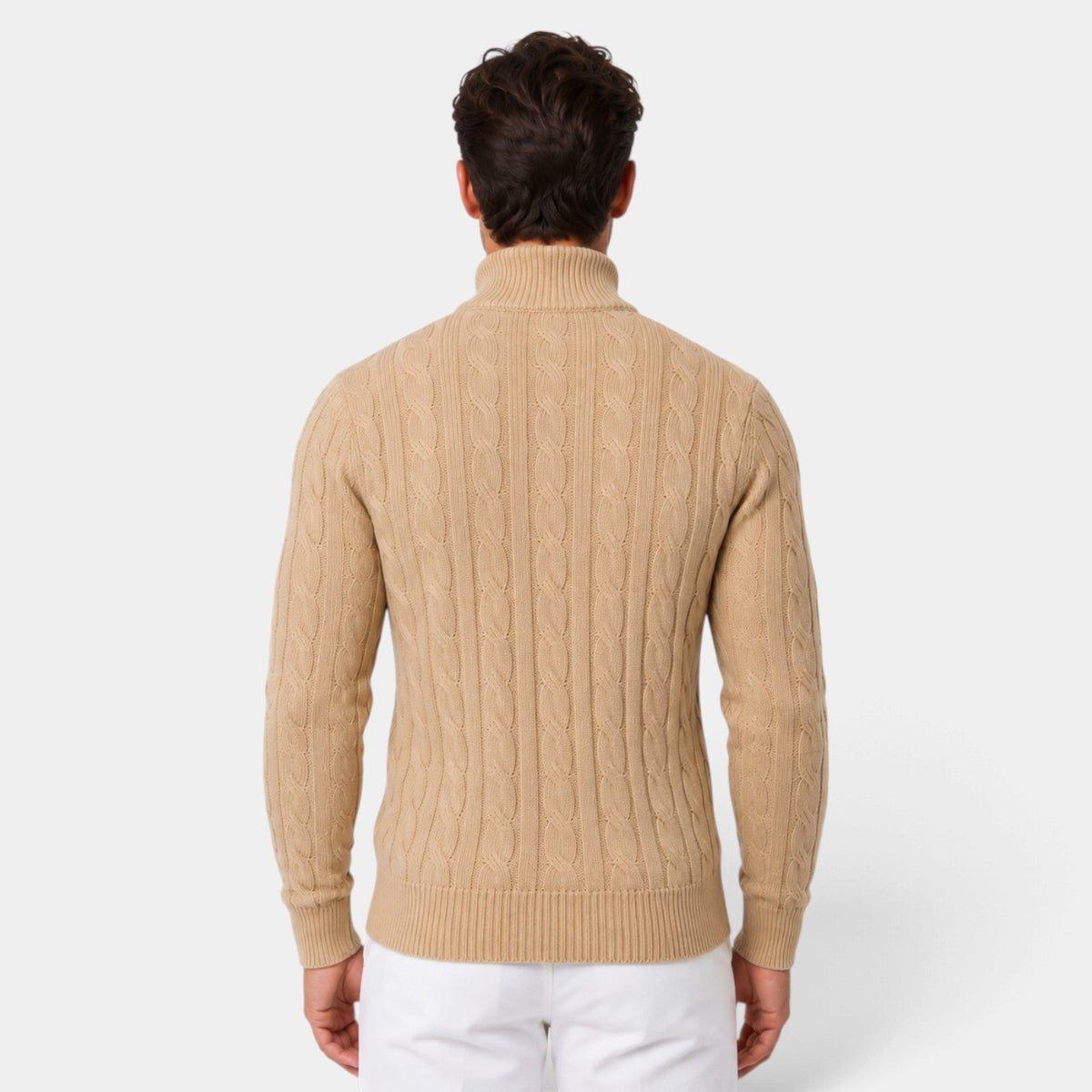 Félix | Pull Homme Maille Torsadée à Col Camionneur Zippé - vue 3