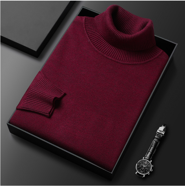 Fernand | Pull Homme Col Roulé en Maille Fine à Manches Longues - Bordeaux