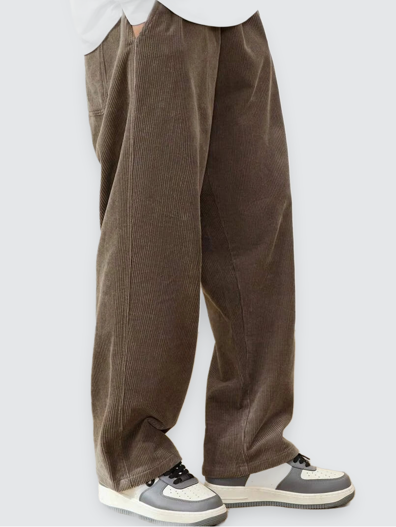 Firmin | Pantalon Homme en Velours Côtelé Jambe Droite Taille Élastique - vue 4