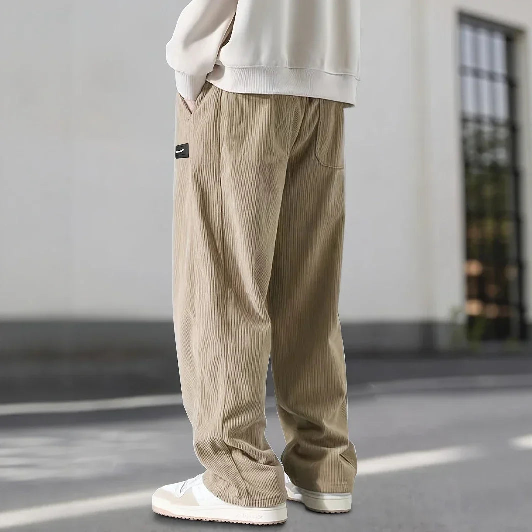 Florent | Pantalon Homme Velours Côtelé Ample à Taille Cordon - vue 6