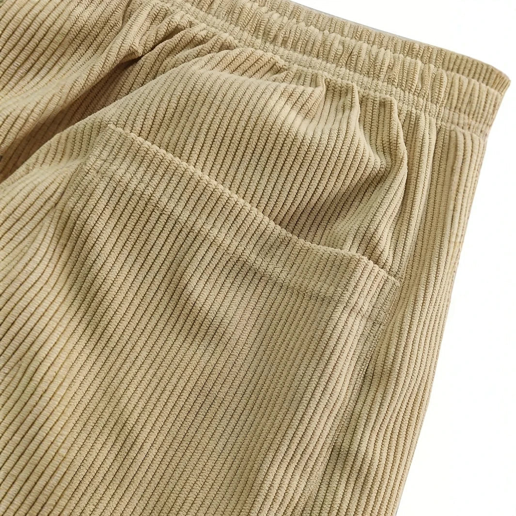 Florent | Pantalon Homme Velours Côtelé Ample à Taille Cordon - vue 9